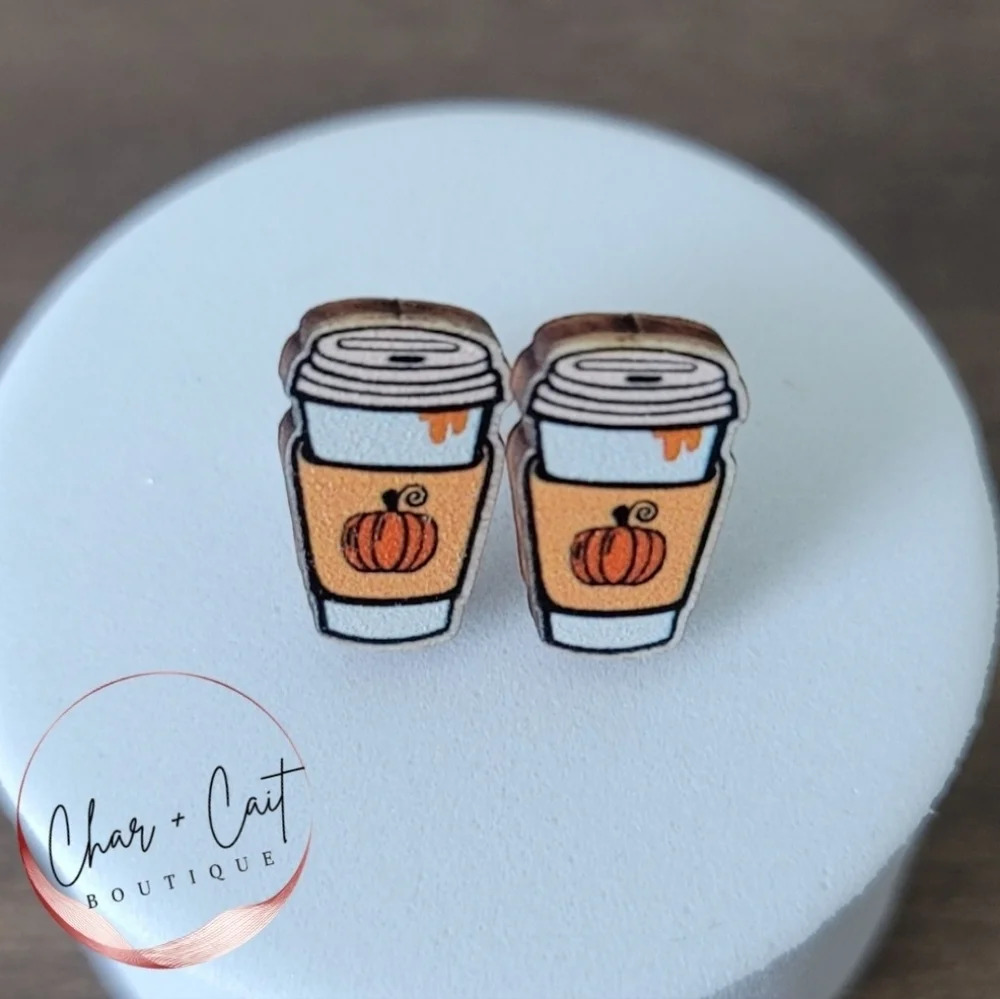 Pumpkin Spice Coffee Cup Earrings